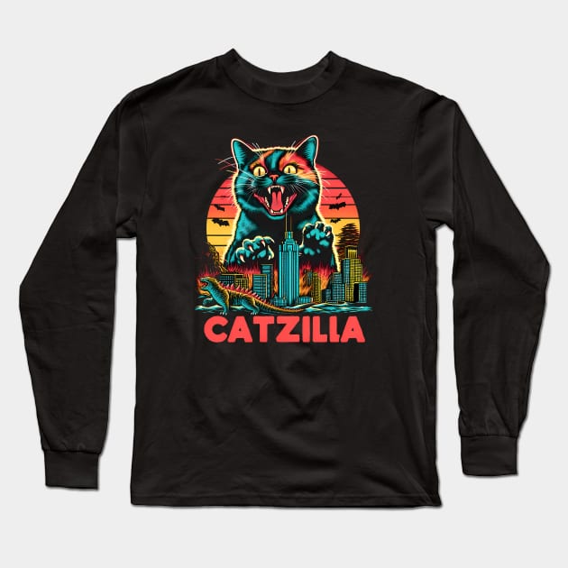 CATZILLA - The Fierce Feline Overlord Long Sleeve T-Shirt by ANSAN